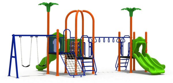 Outdoor children playground with swing set